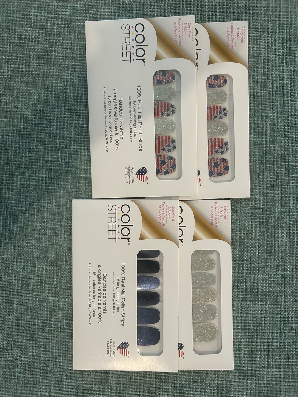 Color Street Nail Strips Lot of 4 NEW Glitz and Glory Blue in Peru Fort Worth It